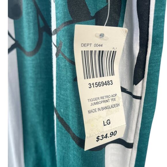 Disney BoxLunch Tigger green white stripe retro referee style t-shirt Large NWT - Picture 5 of 6